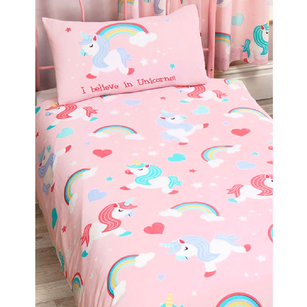 I Believe in Unicorns Toddler Cot Bed Quilt Cover Set Little Gecko