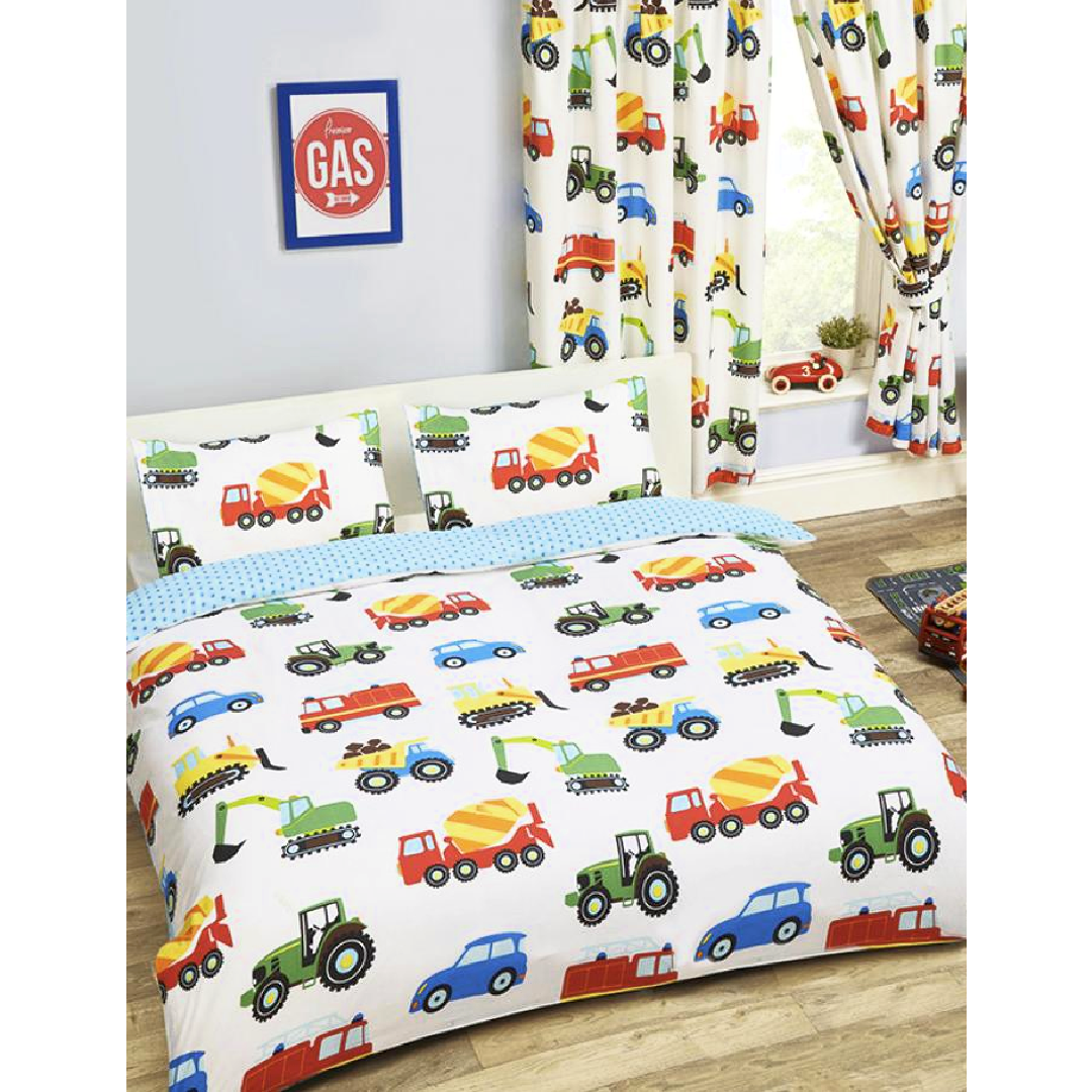 Trucks & Transport | Double/Queen Bed Quilt Cover Set | Little Gecko
