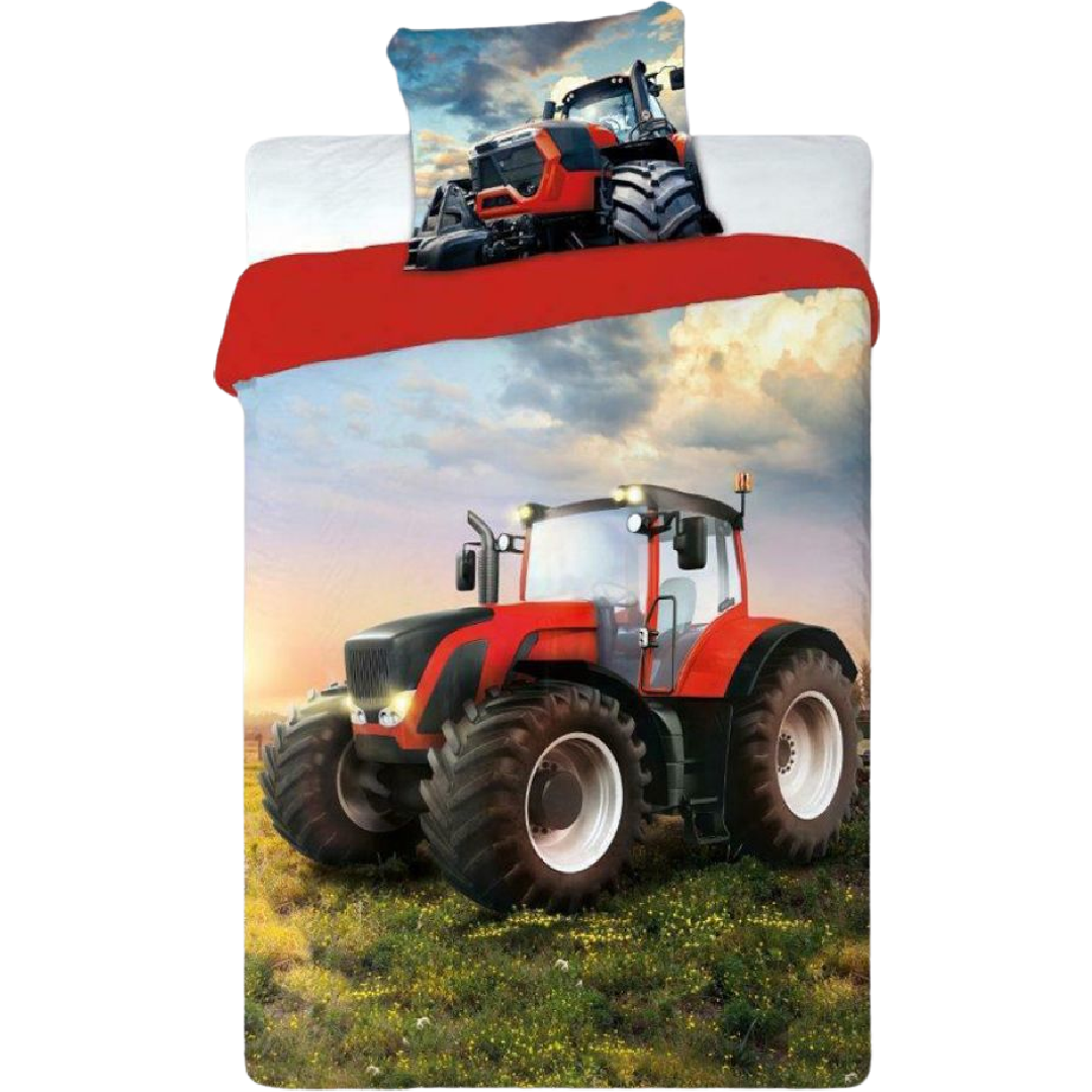 Red Tractor | Single Bed Quilt Cover Set | Little Gecko